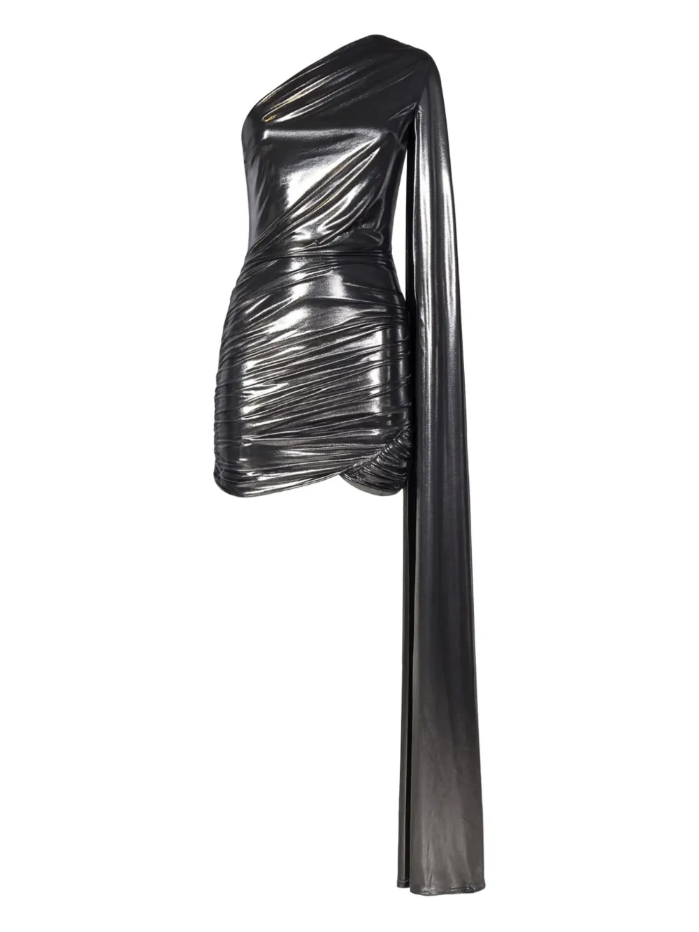 ROOM76 one-shoulder draped mini dress - シルバートーン ROOM76 one-shoulder draped mini dress - シルバートーン