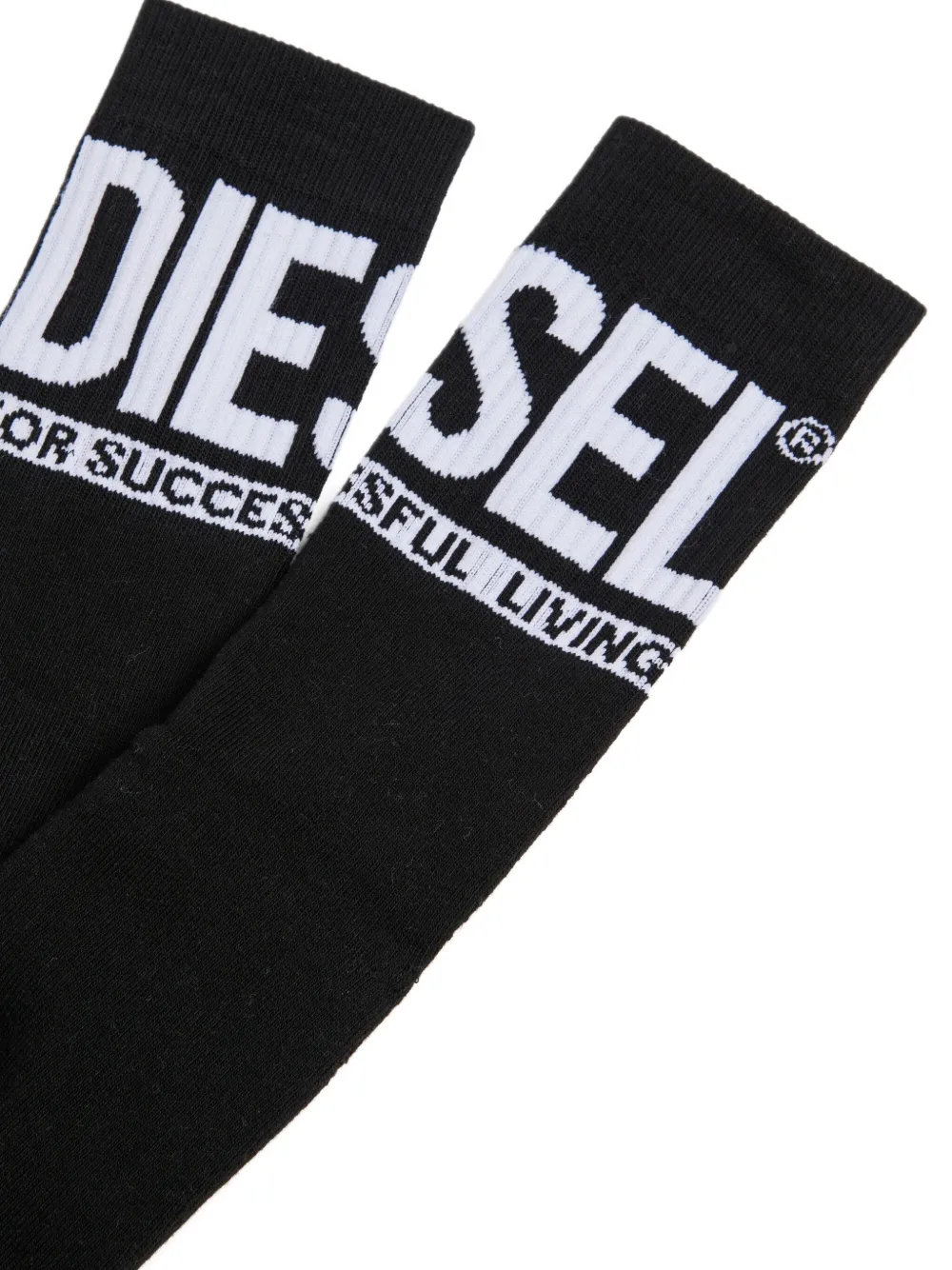Diesel Kids Vier paar geribbelde sokken met logo Zwart