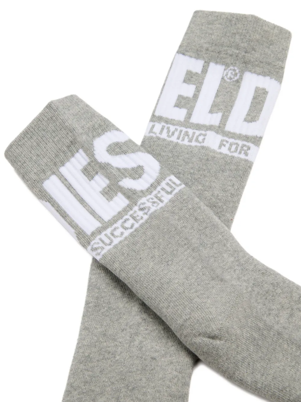 Diesel Kids Vier paar geribbelde sokken met logo Zwart