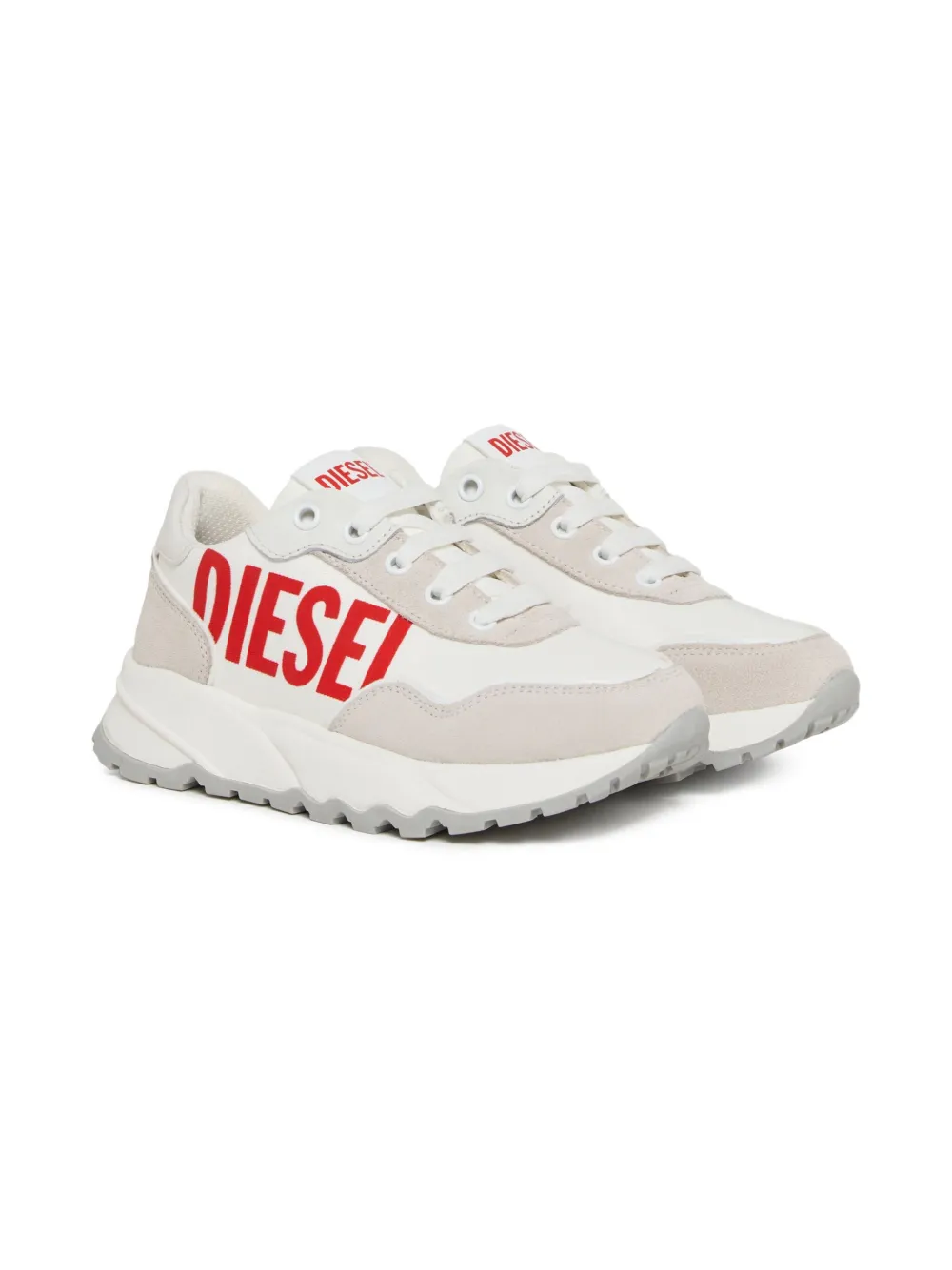 Diesel Kids Sneakers met logo en vlakken Wit