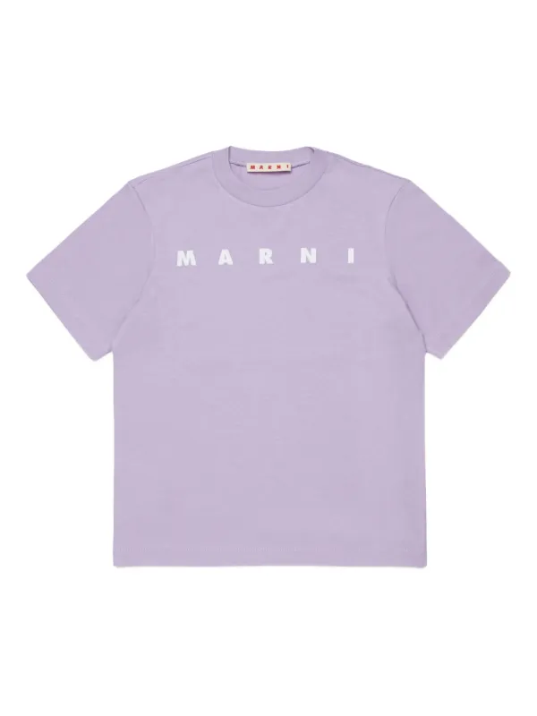 MARNI マルニ  キッズ チルドレン  ロゴTシャツ Marni: Kids Black Cotton Logo T-shirt | SSENSE