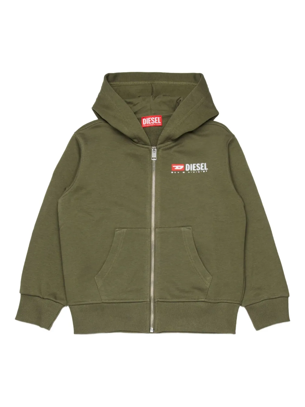 Diesel Kids Felpa Sdropshoodz con zip e cappuccio - Verde