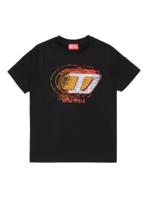 Diesel Kids Tbonnie Over Oval D logo-print T-shirt | Black