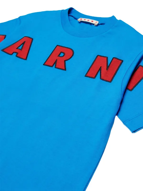 Marni Kids embroidered-logo T-shirt | Blue | FARFETCH