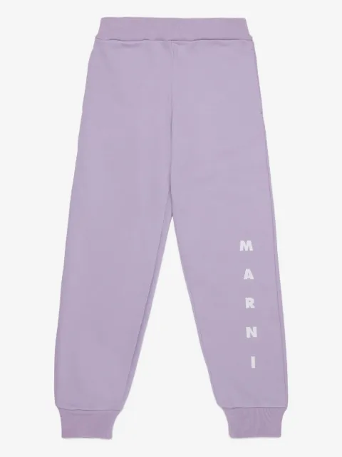Marni Kids logo-embroidered fleece track pants