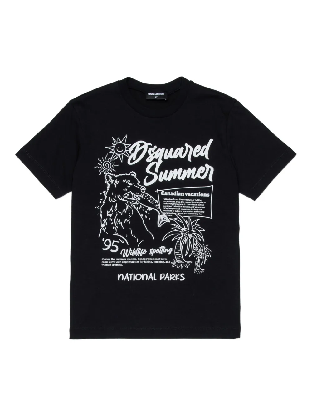 Dsquared2 Kids' Graphic-print Crew-neck T-shirt In Black