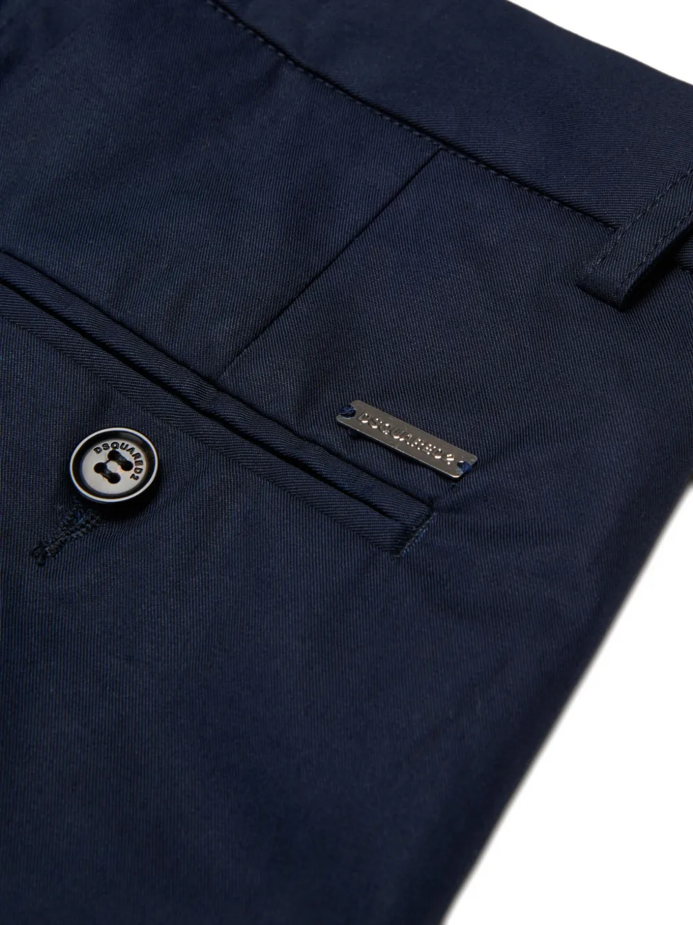 Dsquared2 Logo Cuffed Chino Trousers In Blue
