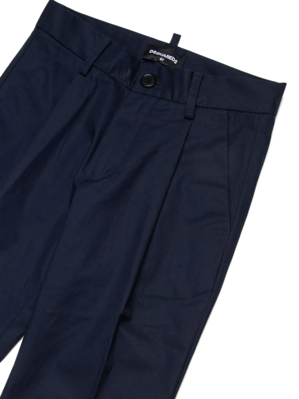 Dsquared2 Logo Cuffed Chino Trousers In Blue