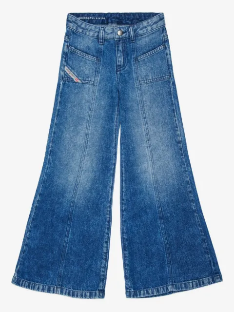 Diesel Kids logo-patch topstiched denim jeans