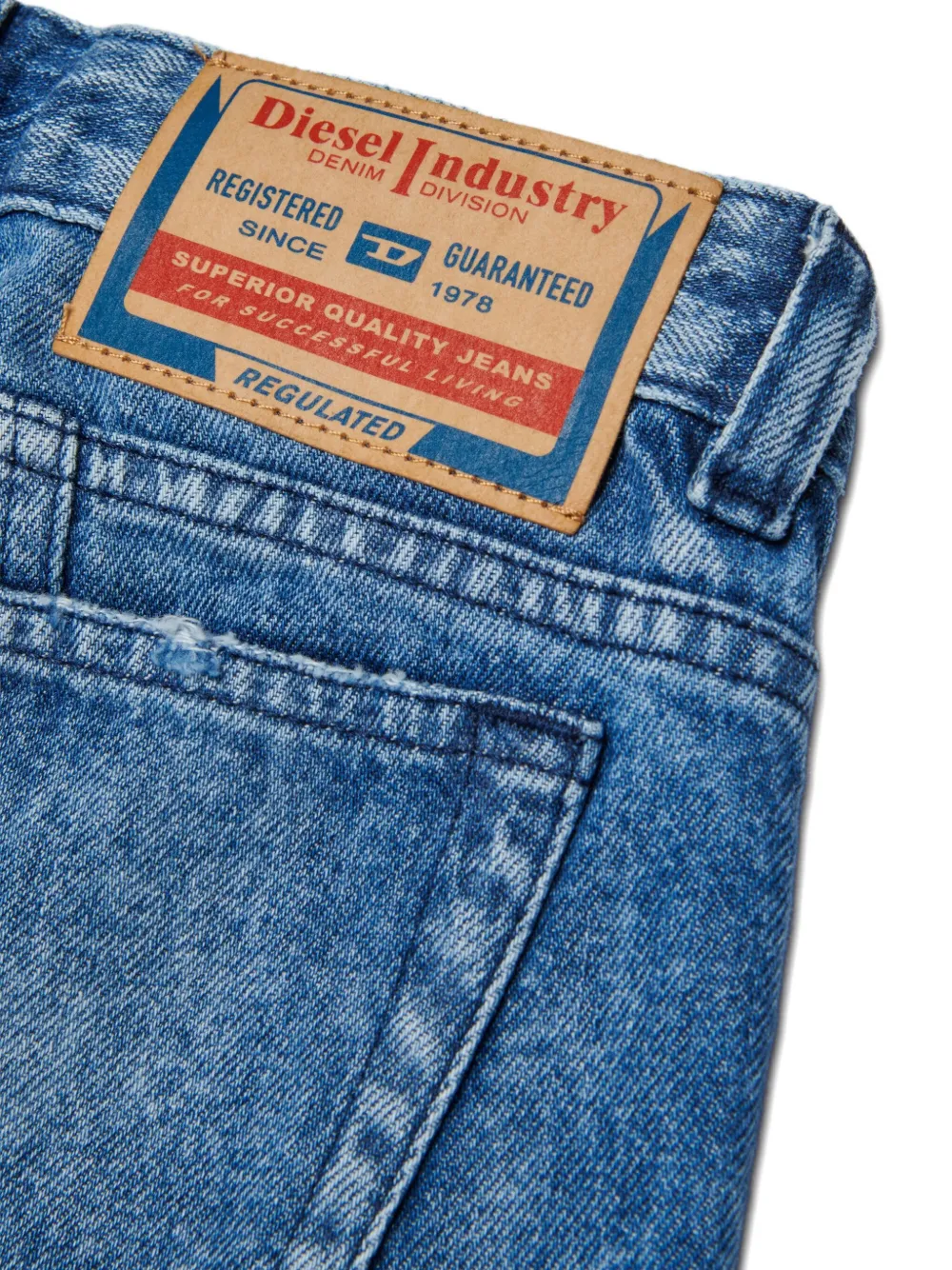Diesel Kids Jeans met logopatch en stiksel Blauw