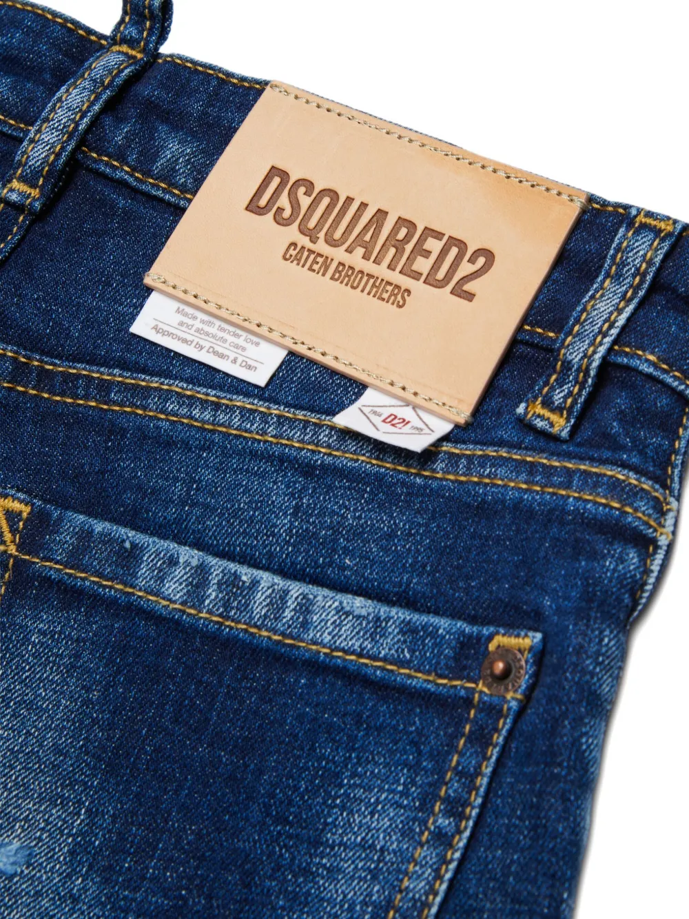 Label-Detail Denim Shorts