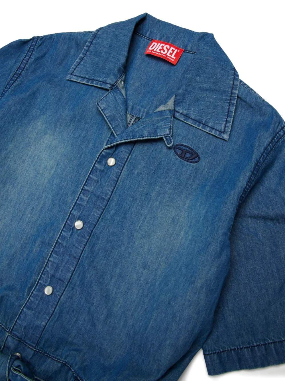  Diesel Kids Jrapp Embroidered-logo Belted Jumpsuit - Blue 
