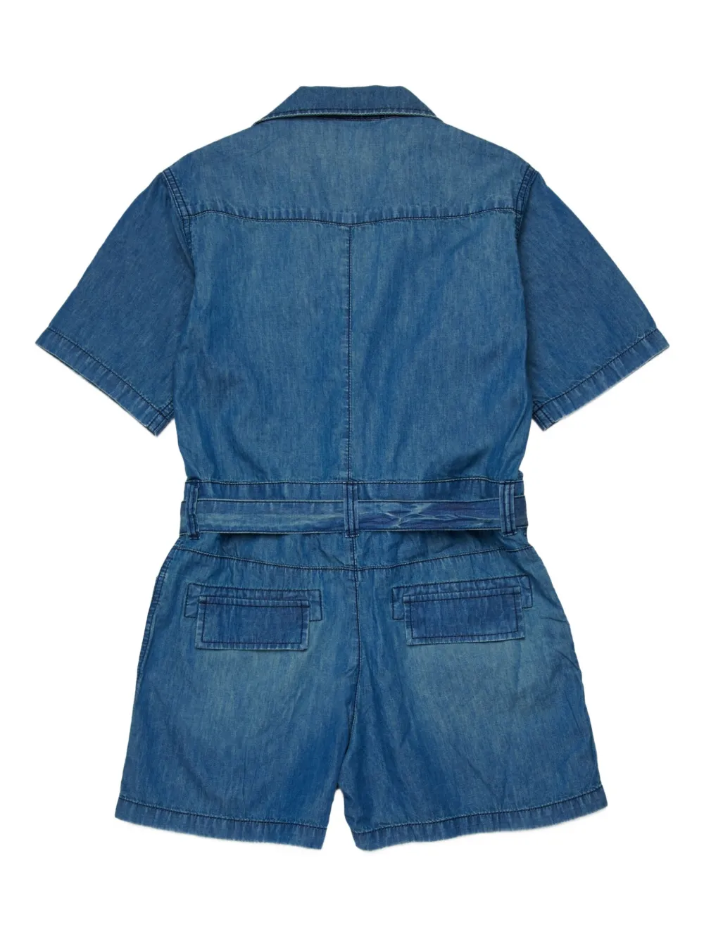  Diesel Kids Jrapp Embroidered-logo Belted Jumpsuit - Blue 