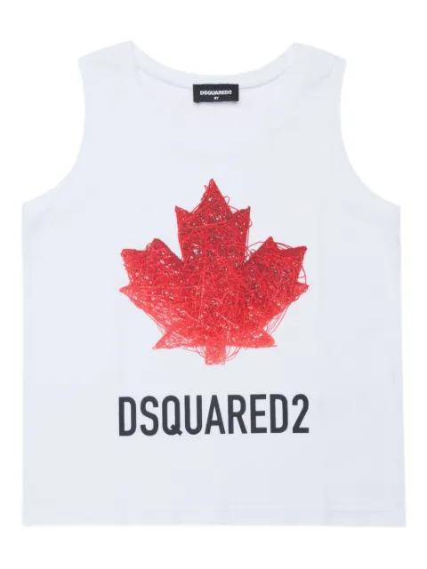 DSQUARED2 KIDS leaf-graphic sleeveless T-shirt