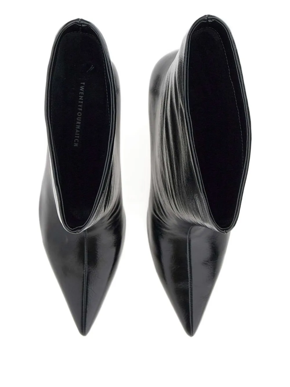 Twenty Four Haitch 80mm Unuk Pointed Ankle Boots In Black