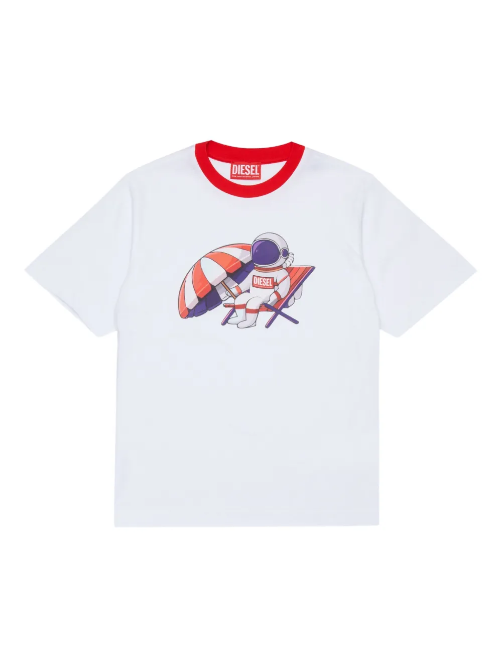 Diesel Kids T-shirt Matspacy Over con stampa - Bianco