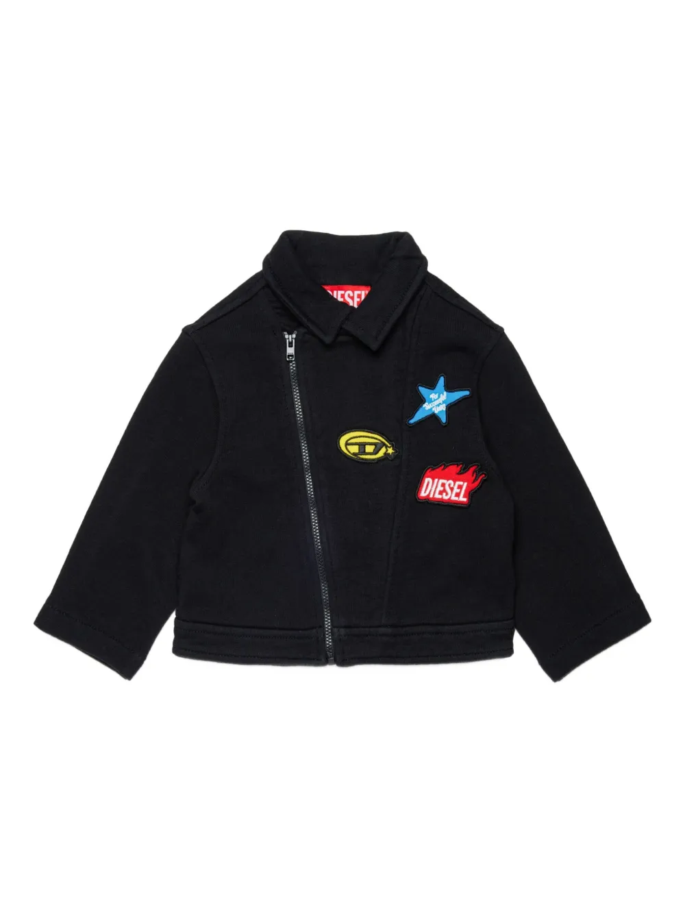Diesel Kids Bomber con applicazione logo - Nero