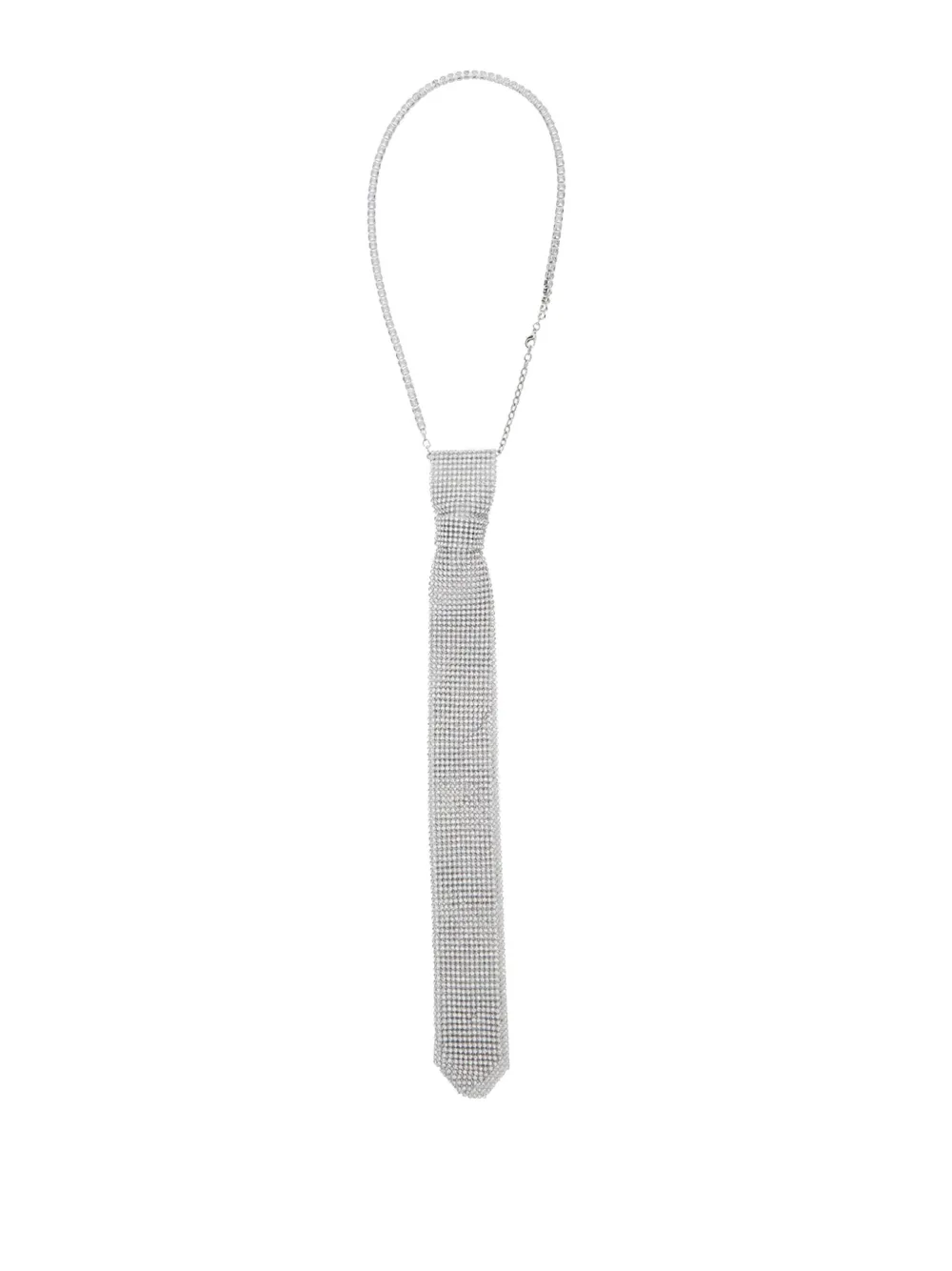 Twenty Four Haitch Amira Embellished Tie Necklace In Metallic