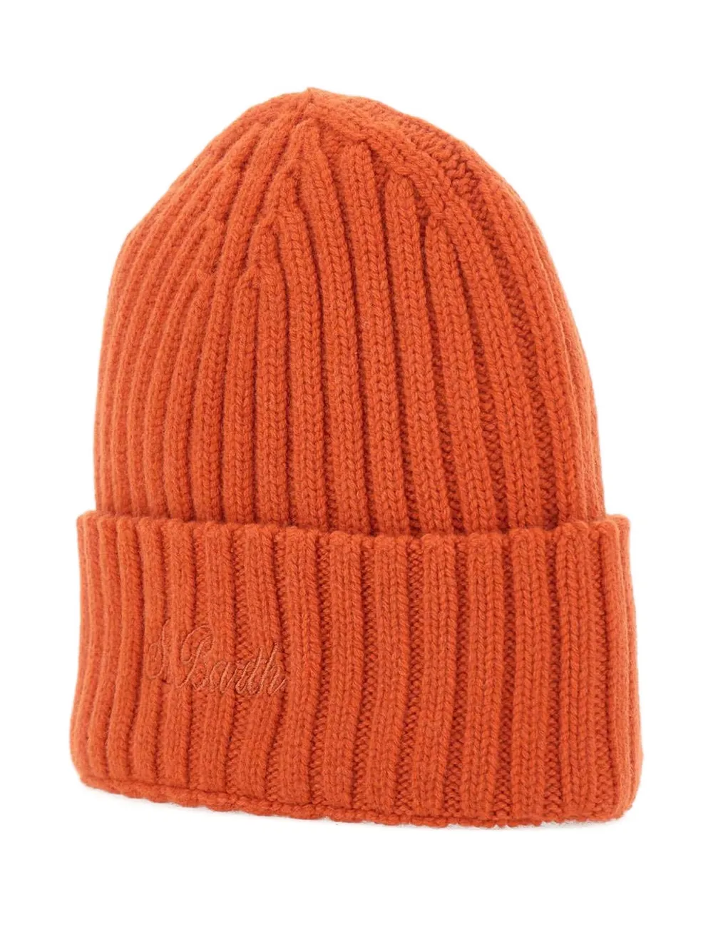 Mc2 Saint Barth Wengen Ribbed Beanie Hat In Orange
