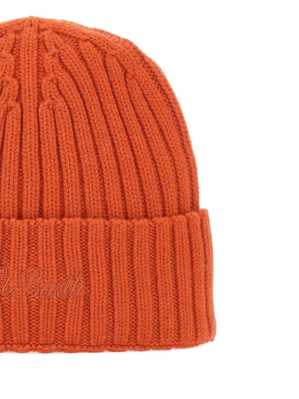 Mc2 Saint Barth Wengen Ribbed Beanie Hat In Orange