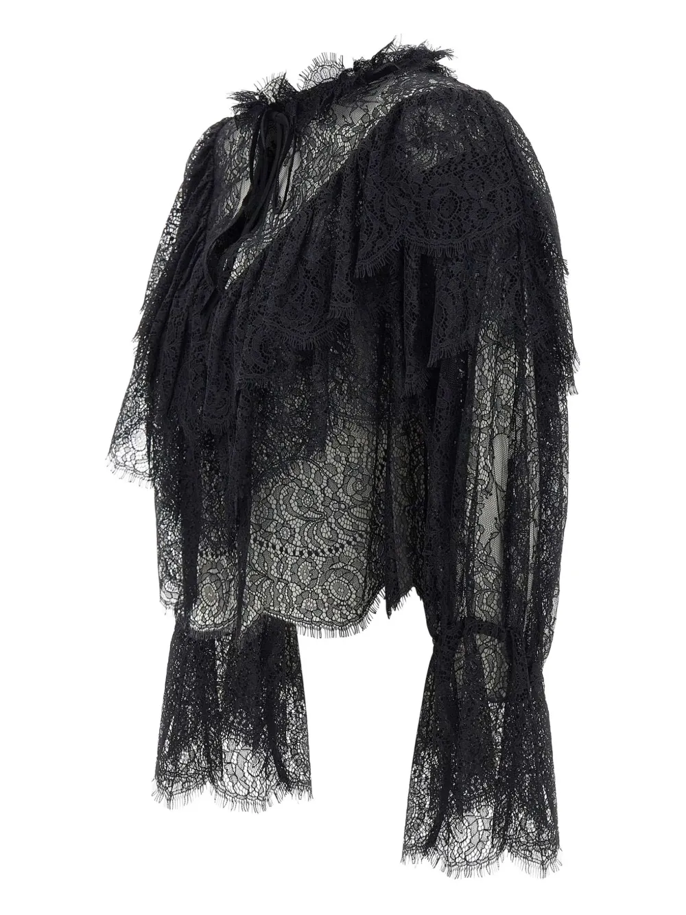 Rixo Faryn blouse met ruches en kant - Zwart