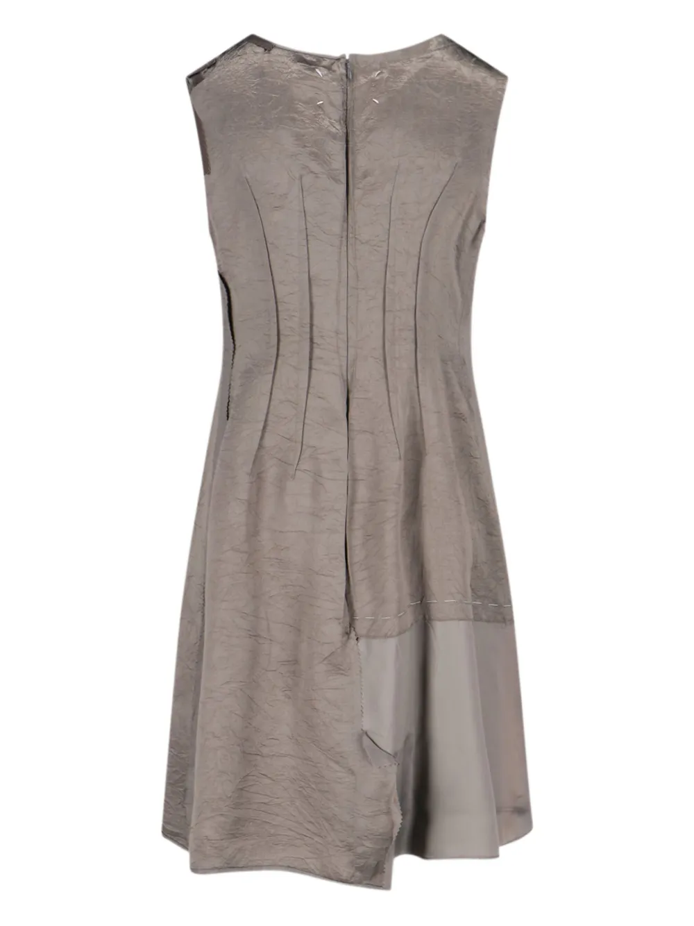 Maison Margiela crinkled-effect panelled midi dress - Grijs