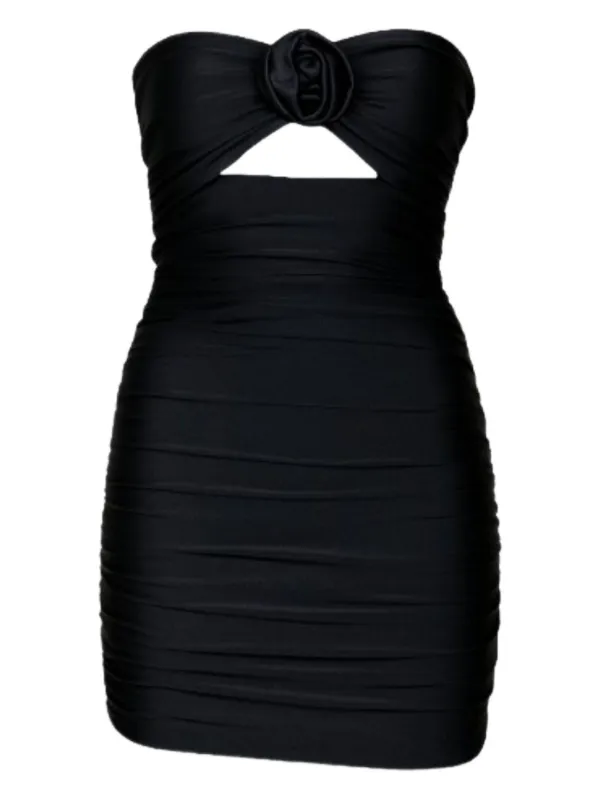 ROOM76 floral-appliqu Strapless Mini Dress | Black | FARFETCH