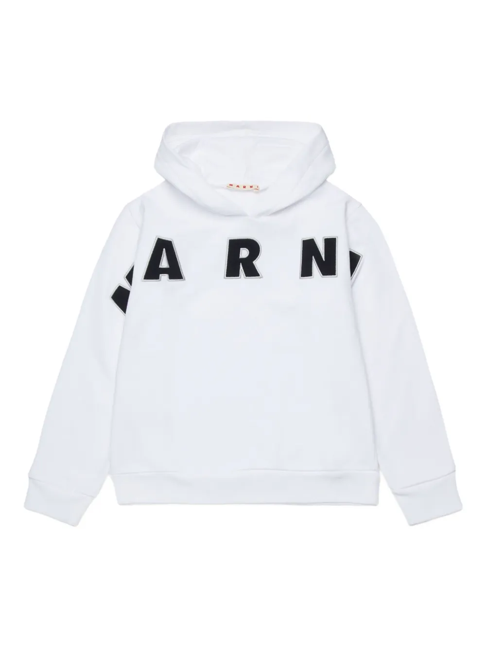 Marni Kids logo-embroidery cotton hoodie - Bianco