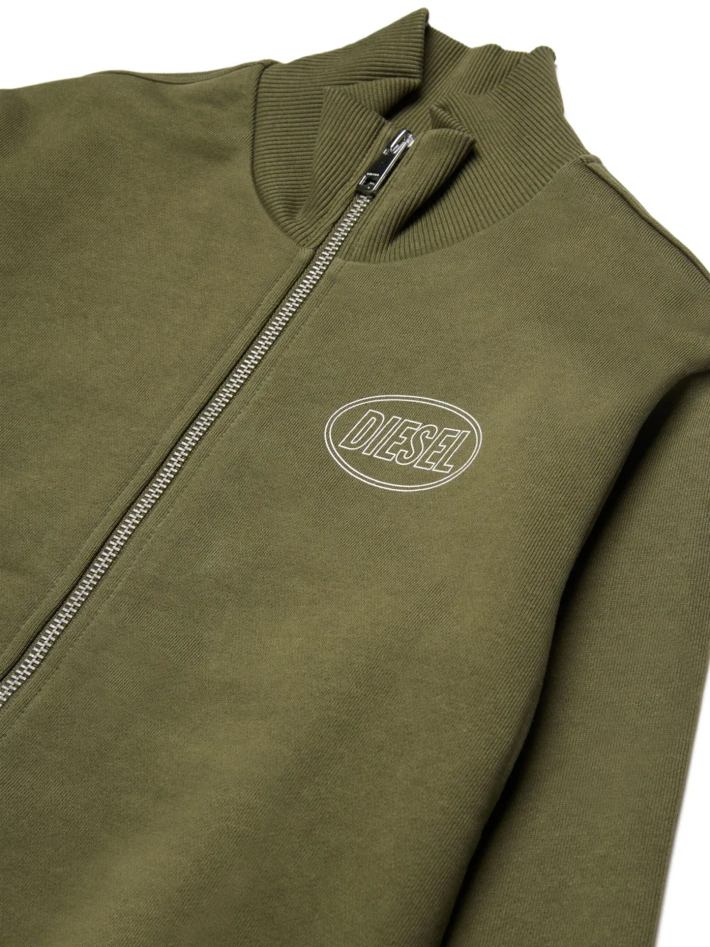 Diesel Logo-detail Zip-up Sweatshirt In Green