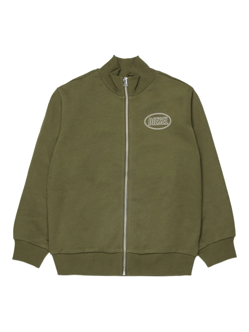 Diesel Kids Felpa con cappuccio, zip e logo - Verde