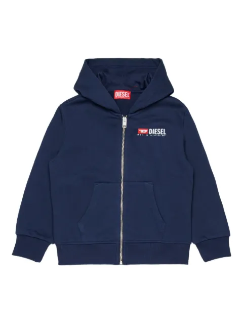 Diesel Kids zip logo hooded sweatshirt