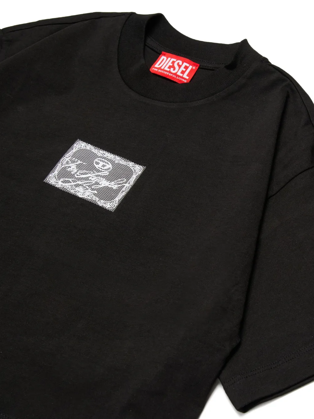 Diesel Kids Cropped T-shirt met korte mouwen Zwart