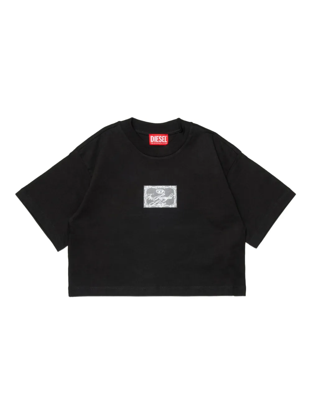 Diesel Kids T-shirt crop a maniche corte - Nero