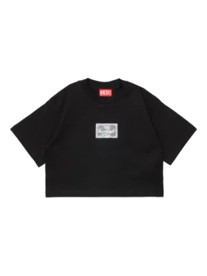 Diesel Kids ハートプリント クロップド Tシャツ | ブラック | FARFETCH JP