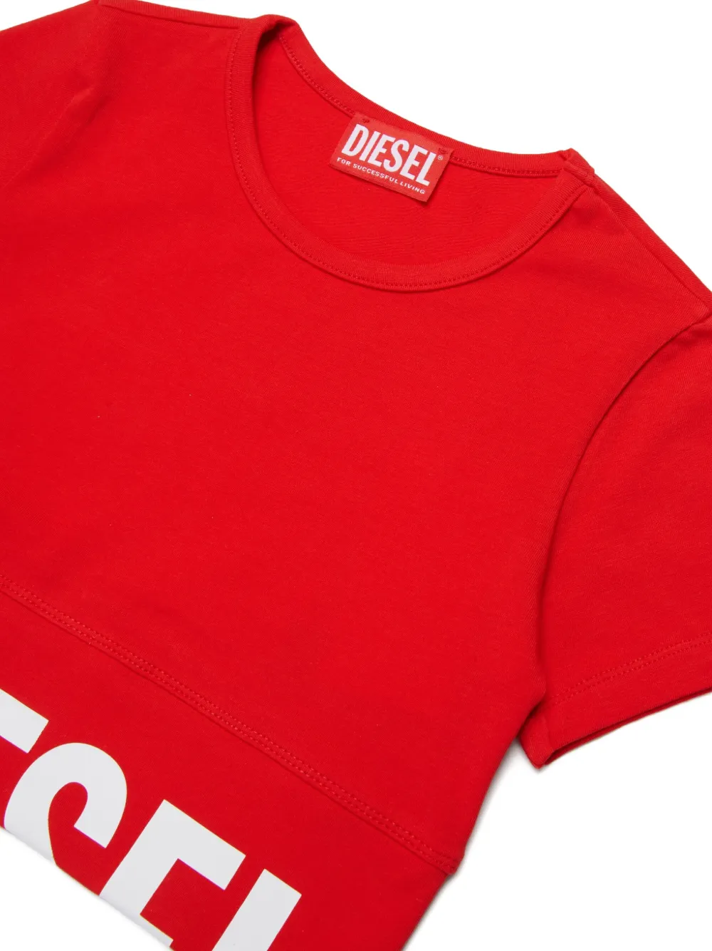 Diesel Kids T-shirt met ronde hals en logo Rood