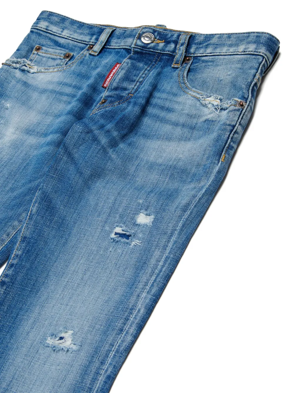 DSQUARED2 KIDS Stanislav gerafelde jeans Blauw