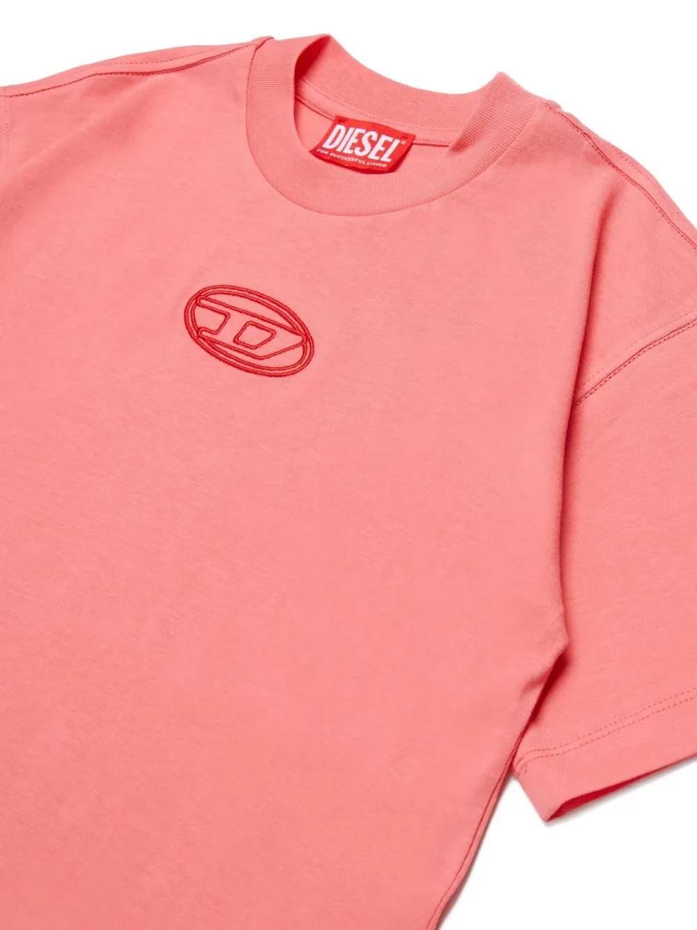 Diesel Kids Tixan T-shirt met ovalen logo Roze