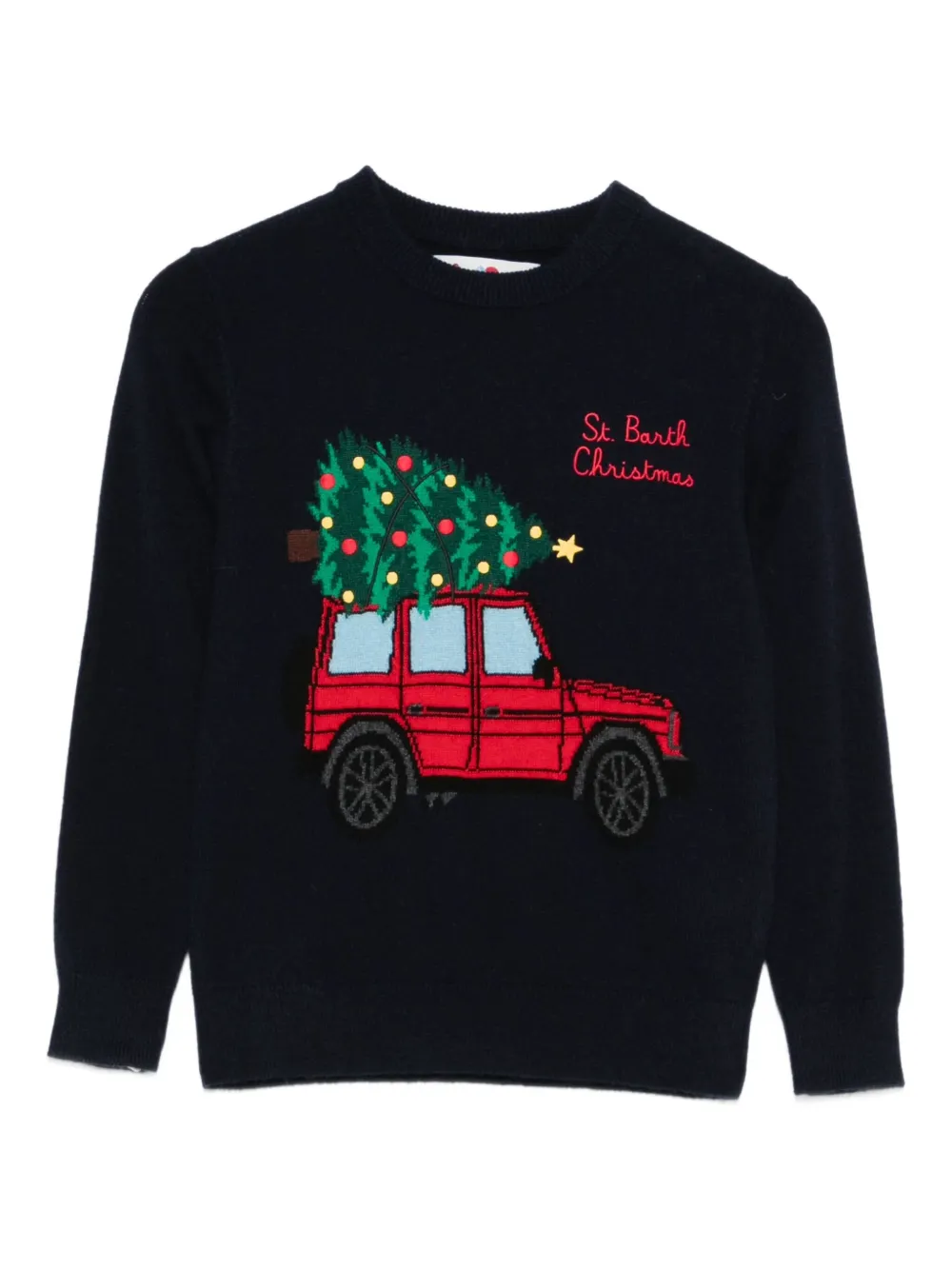 MC2 Saint Barth Kids Christmas Tree Car グラフィック セーター - ブルー MC2 Saint Barth Kids Christmas Tree Car グラフィック セーター - ブルー
