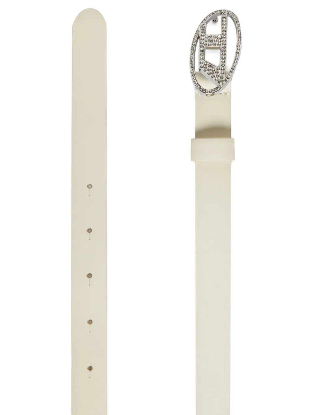 Diesel Kids Riem verfraaid met stras en ovalen gesp - Beige