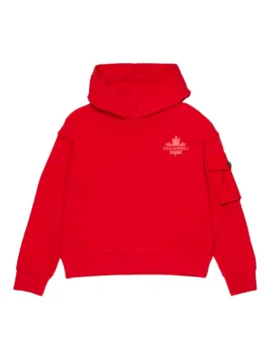 Off-White Kids logo-print Hoodie | Red | FARFETCH