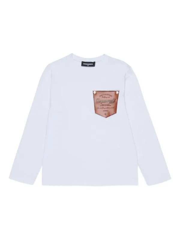 DSQUARED2 KIDS ロングスリーブ ポケット Tシャツ | ホワイト 