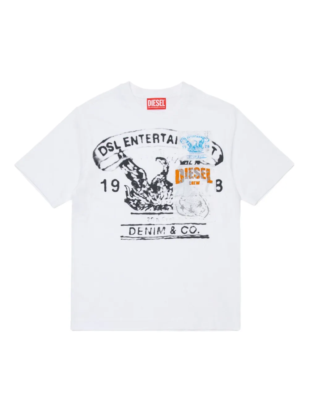Diesel Kids' Tdersim Over Printed T-shirt In White