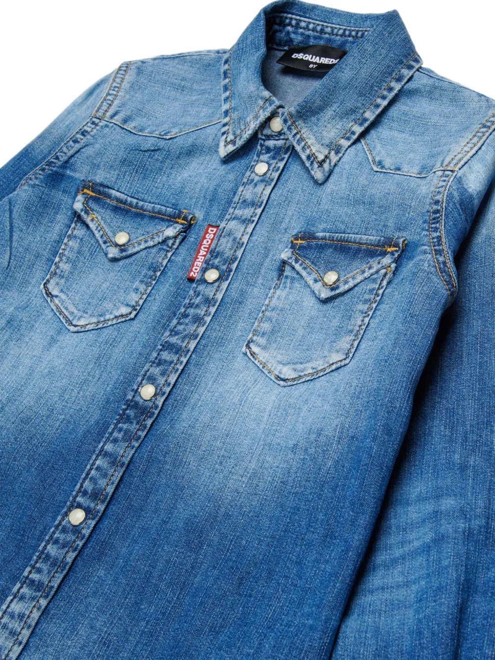  Dsquared2 Kids Chest-pocket Cotton Shirt - Blue 