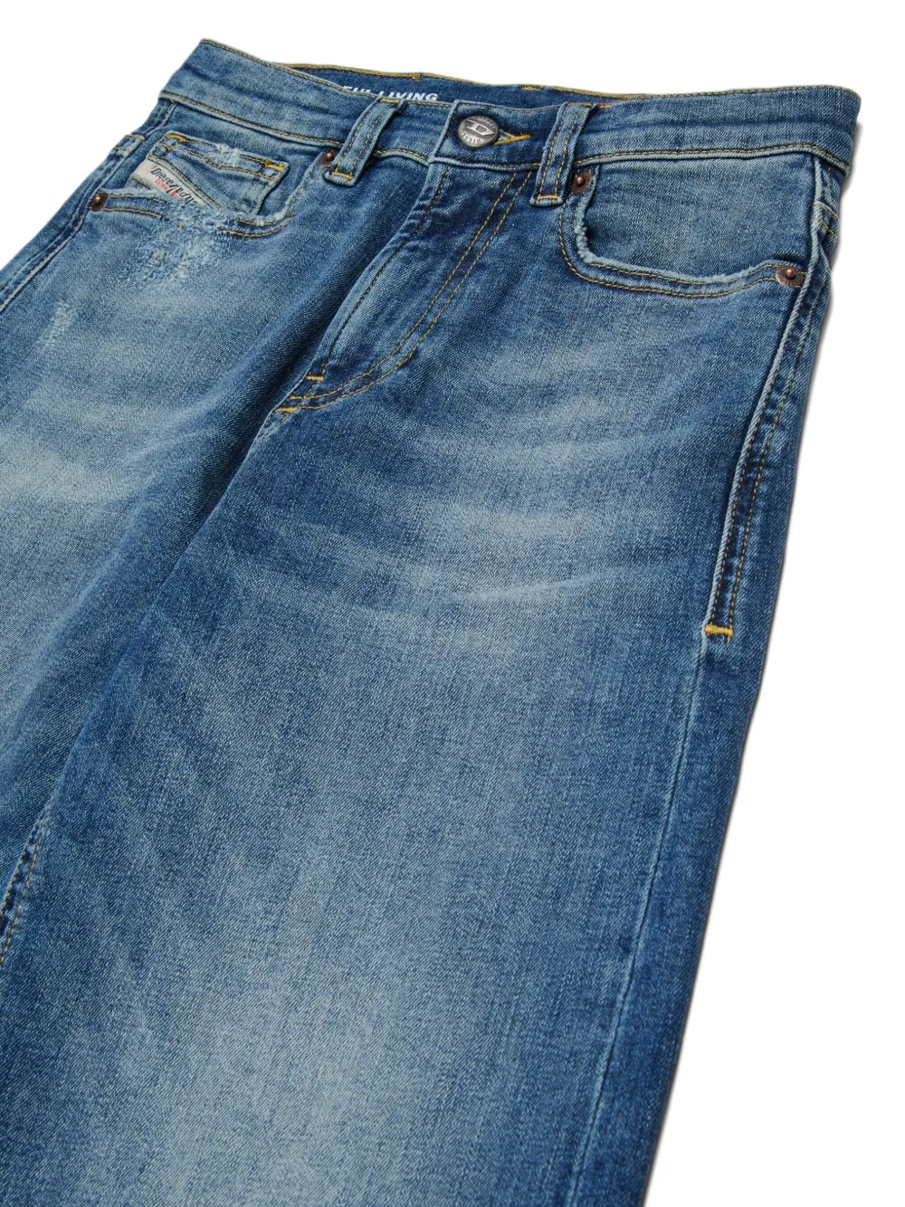 Diesel Kids D-Argix-J jeans met gerafeld effect en vijf zakken Blauw