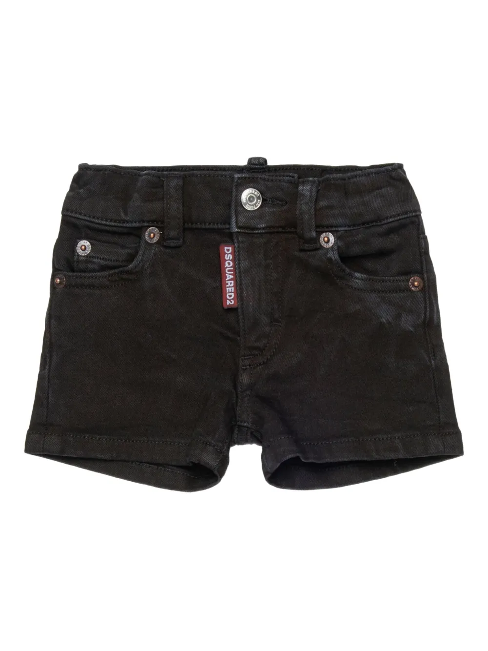 Dsquared2 Print Denim Shorts In Black