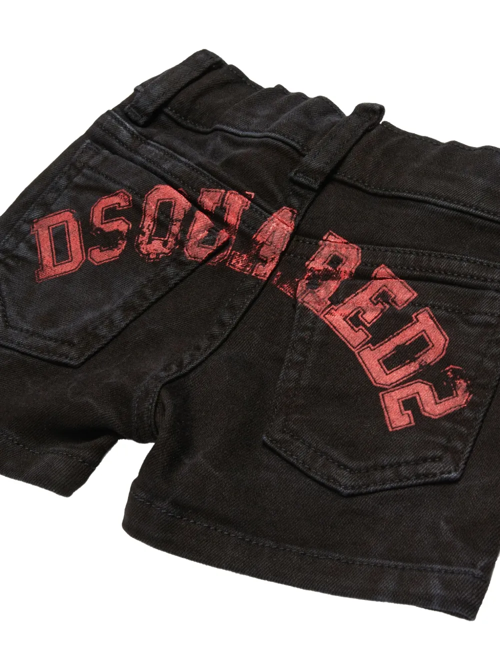 Dsquared2 Print Denim Shorts In Black