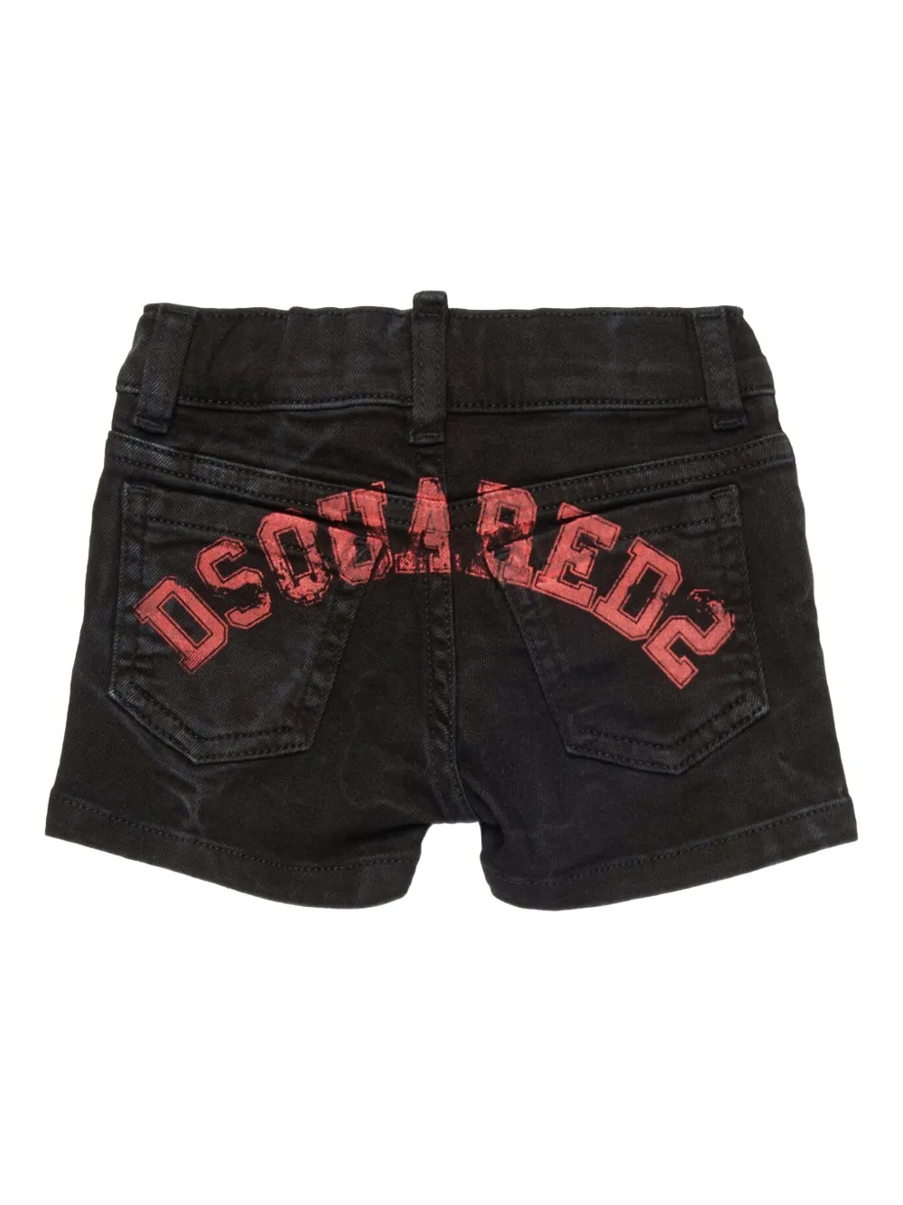 Dsquared2 Print Denim Shorts In Black