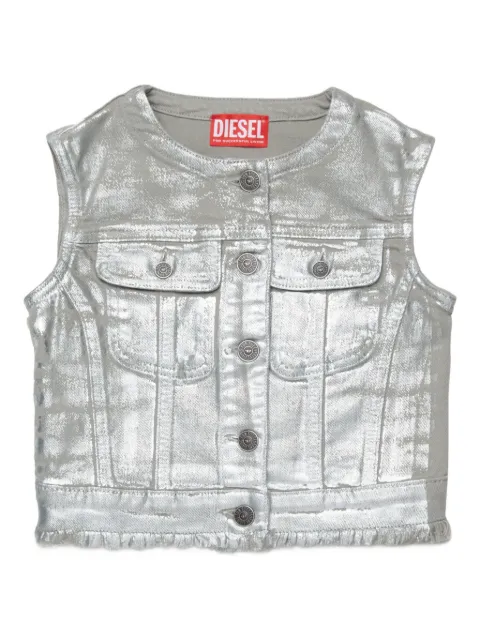 Diesel Kids chaleco con efecto metalizado y botones