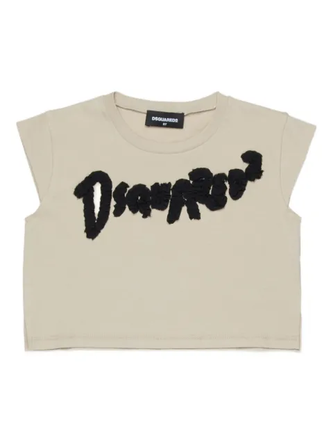 DSQUARED2 KIDS logo-appliqué cotton top