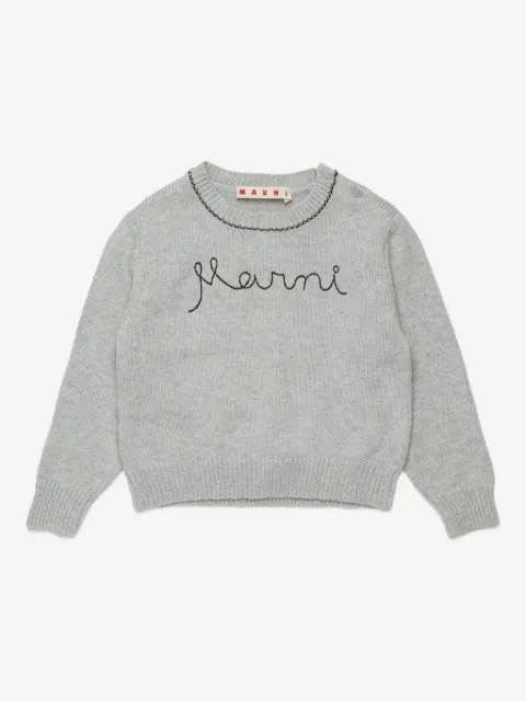 Marni Kids logo-embroidered sweater